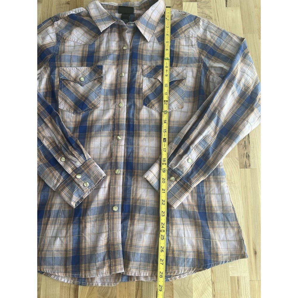 Wrangler Retro Women's Long Sleeve Western Snap Shirt Pink Purple Plaid XL - Picture 7 of 9